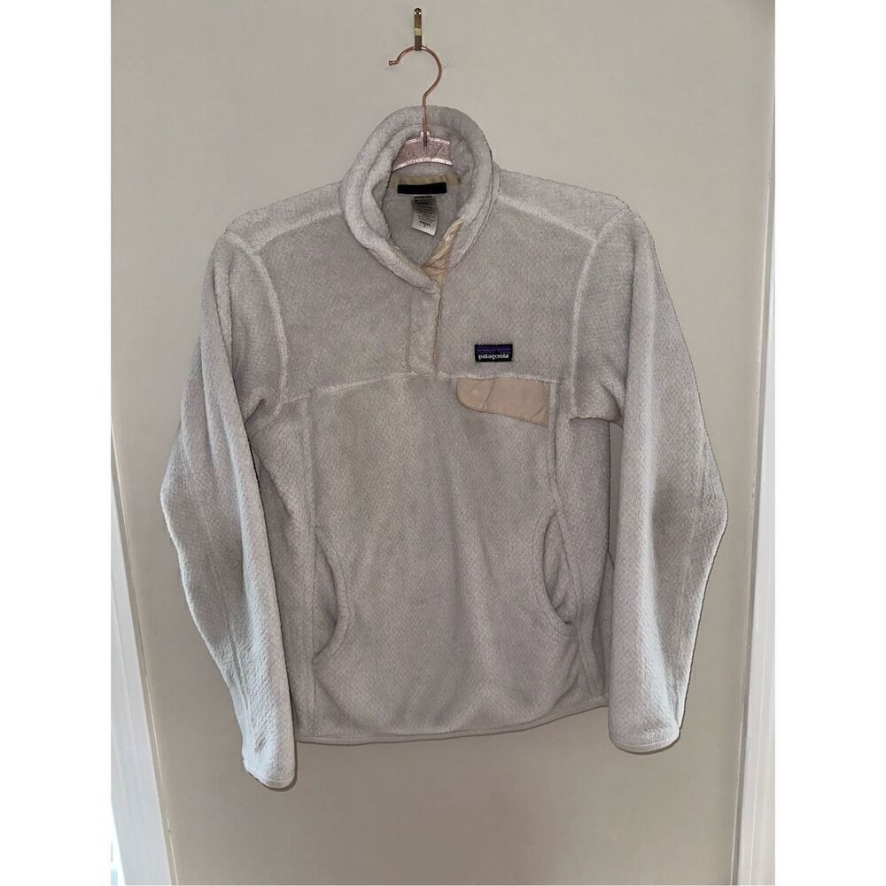 Patagonia Womens Fleece Snap T Pullover Jacket Cream Ivory Size Small